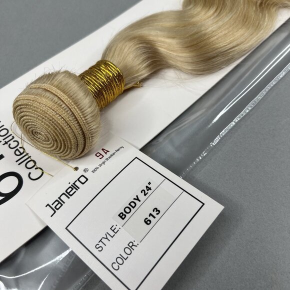 24” Body Wave #613 Platinum Blonde Unprocessed Brazilian Human Hair Extensions - Picture 3 of 5